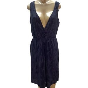 Love Squared Size 1X Navy Blue Pleated Sleeveless Dress W/Lining New With Tags